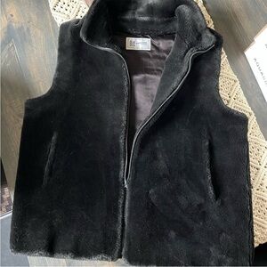 Faux Fur Black Vest by Princess Garment Size XL Like New